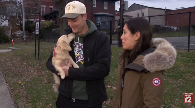 Rescued dog with couple
